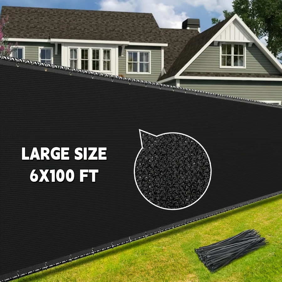 

Heavy Duty 6ft x 100ft Fence Privacy Screen Windscreen Fencing Mesh Fabric Shade Net Cover for Outdoor Wall Garden Yard Pool Dec