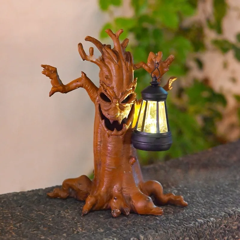 Halloween Tree Fairy Floor Lamps Solar Handheld Light Ghost Festival Horror Atmosphere Scene Decoration Resin Artistic Ornament