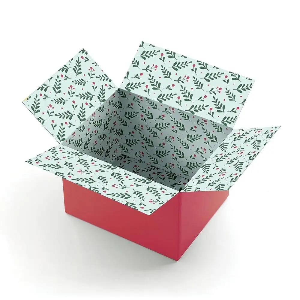 

Corrugated Shipping Box, Christmas Floral for Gifts, Birthdays, Holidays, and Care Packages, 2 Pack