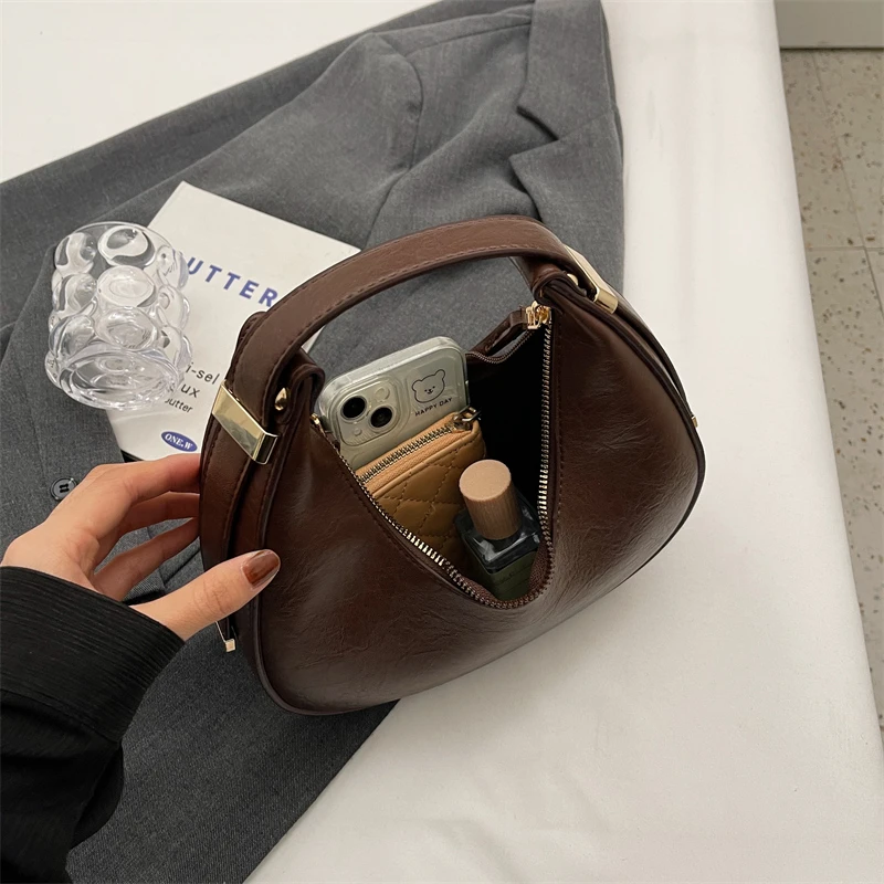 Brand Half Moon Handbag Luxury Pu Leather Underarm Shoulder Bag For Women Designer Handbag Purse 2023 Fashion Armpit Bag Hobos