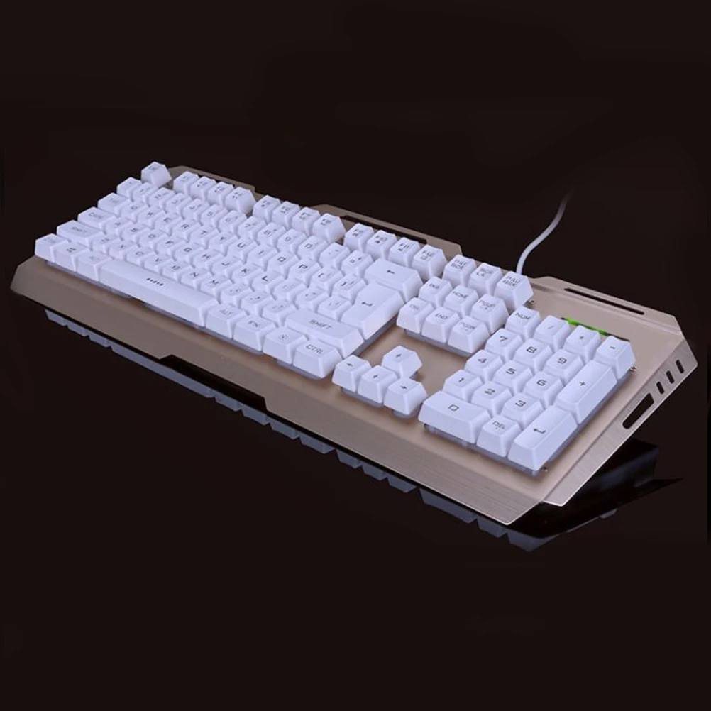 

Wired Keyboard Mechanical and Mouse Set Cool LED Gaming Notebook USB Backlit White