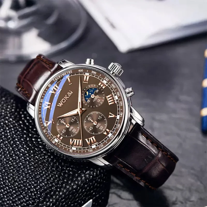 

Watch Men Brown Watches Fashion Casual Business Leather Band Quartz Wristwatches Men Montre Homme Reloj