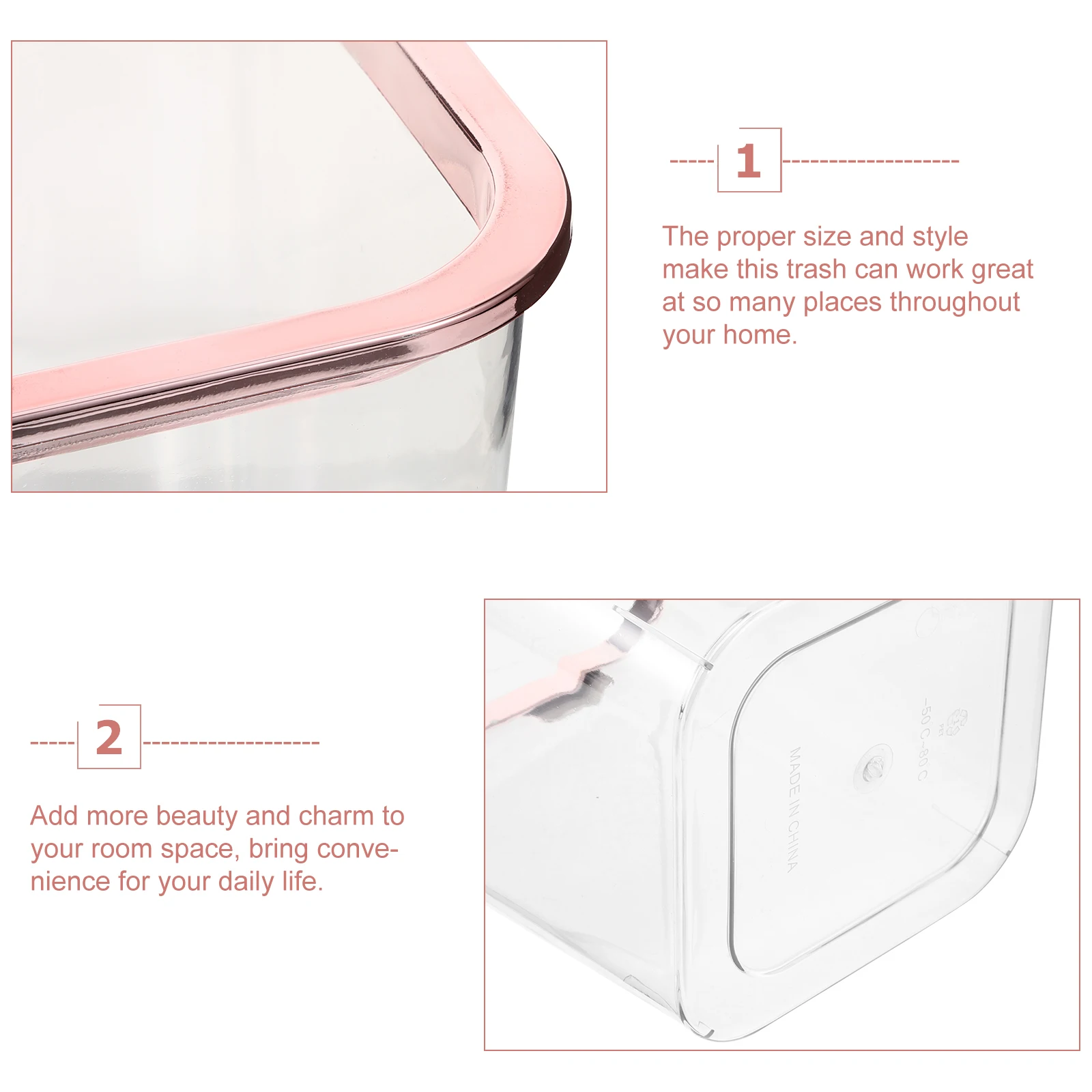 

Creative Trash Can Small Size Transparent PET Bedroom Bathroom Wastebasket Clear Bin Garbage Container Litter Box Home Office