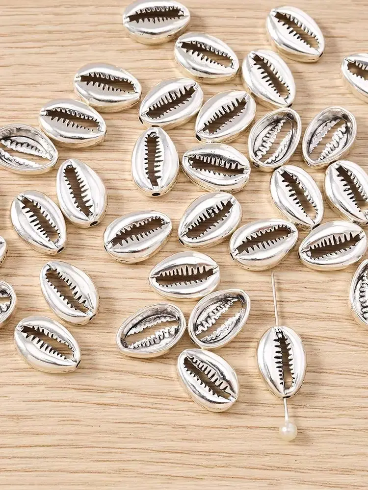 Tusember 20 Stück 11*15mm Silberfarbene Legierungs-Muschelanhänger Perlen für DIY Halsketten- und Ohrringherstellung DIY Handgemachter Schmuckzubehör – Detail 1
