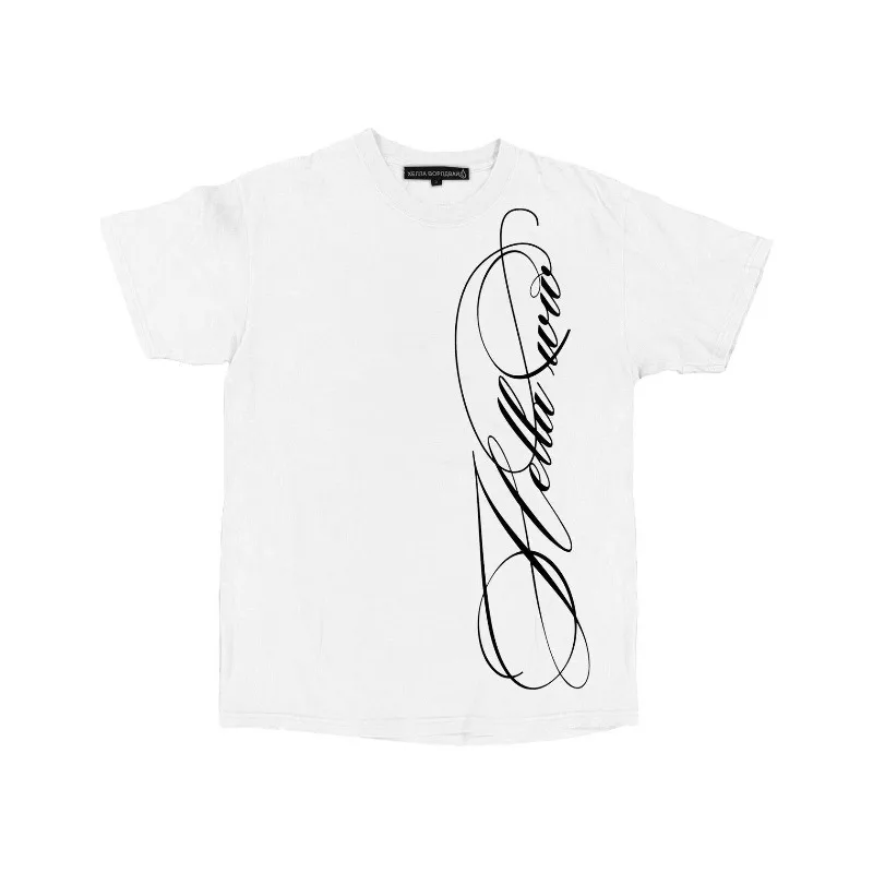 English Letter Pure Cotton Printed Personalized Round Neck Short Sleeved New Men's and Women's Fashionable Loose T-shirt