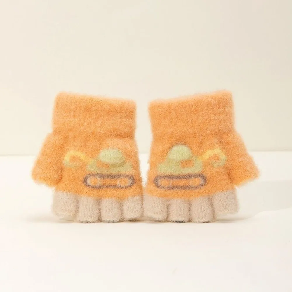 

Fashion Cute Cartoon Children's Gloves Cold Proof Windproof Half-finger Mitten Knitted Warm Gloves Autumn Winter