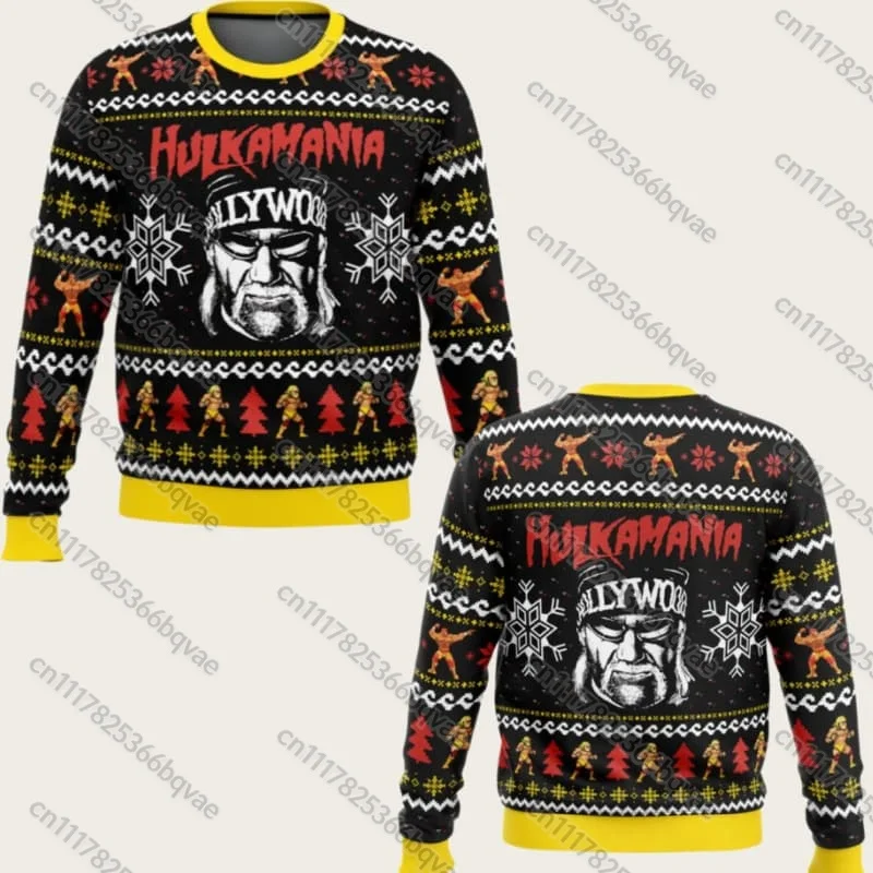 Hulkamania Wrestler Retro Wrestling Character Print Xmas Holiday Pullover Unisex Fan Top FamilyMatching