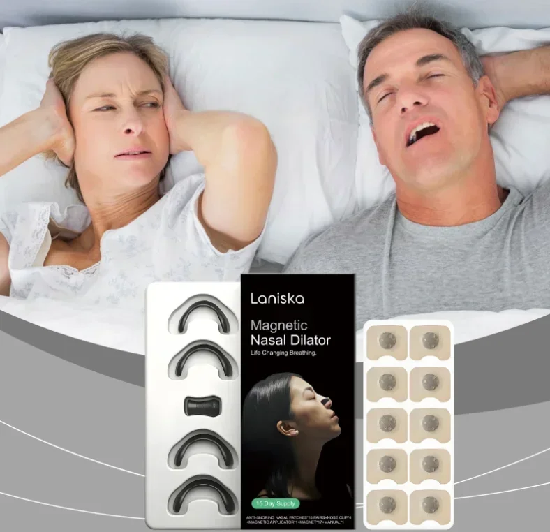 Bandes nasales magnétiques sûres pour la peau, dilatateur nasal de sport, Kit de démarrage de bande nasale pour respiration d'admission, aide à réduire les ronflements en oxygène