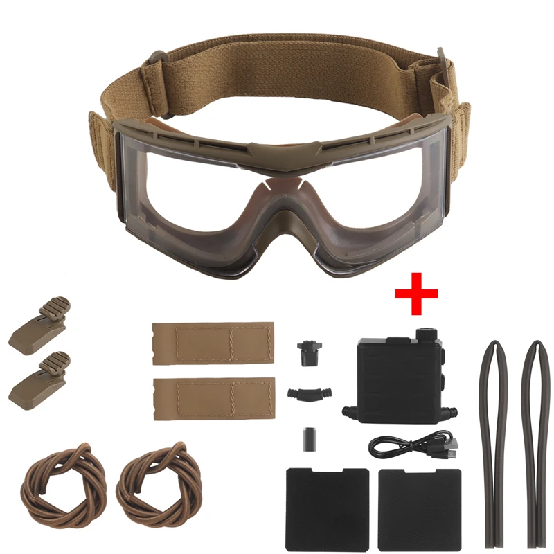 Gafas Tácticas Antivaho con Ventilador, Kit Antivaho para Airsoft, Tiro, Motocross, Montañismo, Gafas de Protección