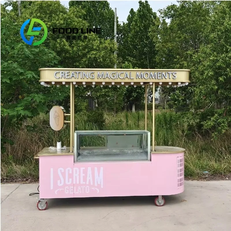 Carrito de Comida Móvil Personalizado al por Mayor, Camión de Comida con Máquina de Snacks, Equipo Comercial de Carrito de Helados