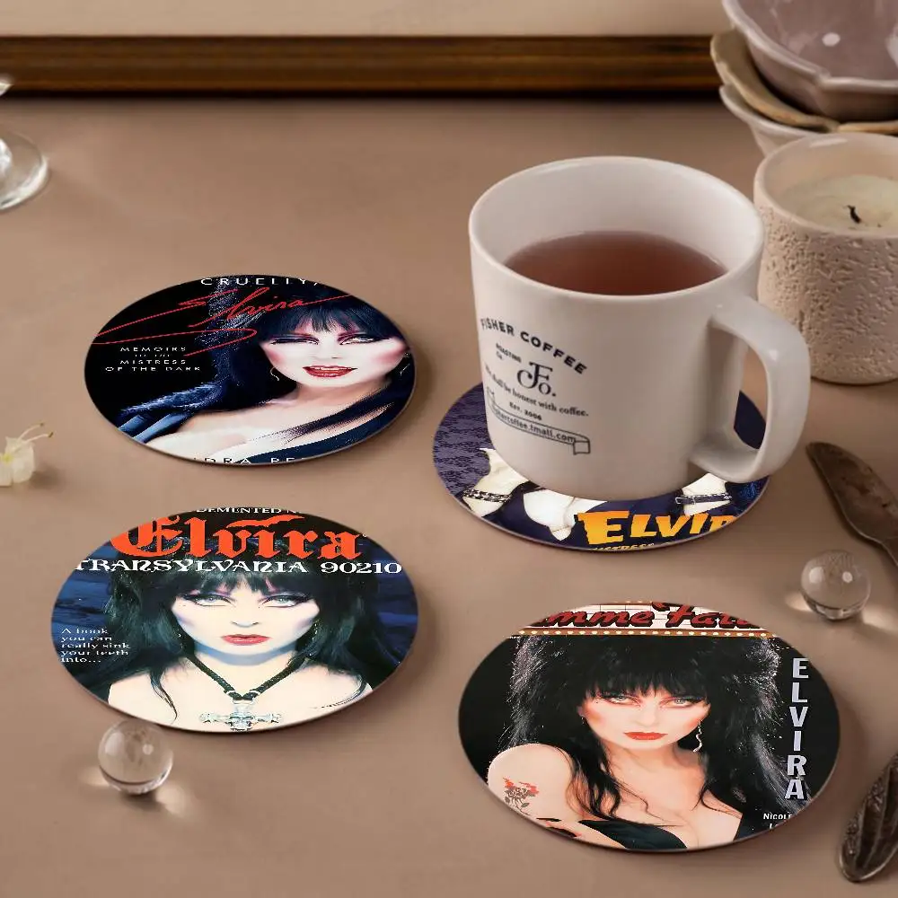 Horror Film E-Elvira M-Mistress D-Dark Vintage Wooden Designs for Coffee & Tea, Washable Art Pieces for Cozy Home Cafe