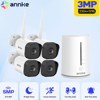ANNKE 2/4PCS Wireless CCTV System 3MP 100ft night vision with Smart IR WIFI Camera 4CH 5MP NVR Video Surveillance Set Homebase