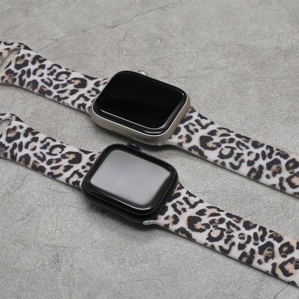Silikonowy pasek w panterkę do Apple Watch Series 11 10 42mm 46mm 41mm 40mm 44mm 45mm Miękki pasek do Iwatch 9 8 7 6 5 4 3 SE3