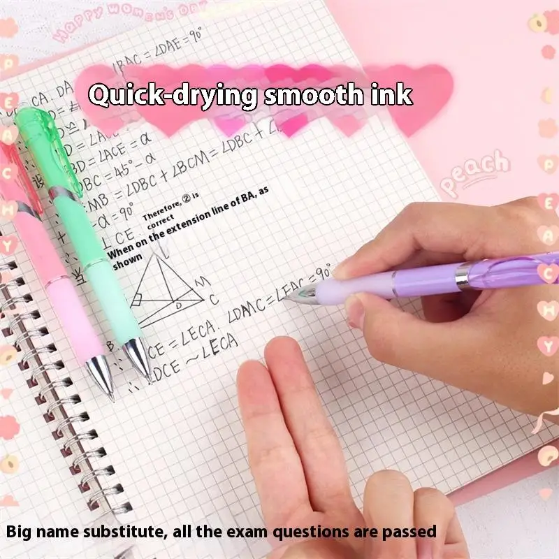 

4/24Pcs Gradient Press Type Neutral Pen 0.5mm Black Retractable Gel Ink Quick Drying Gel Pen Student Stationery