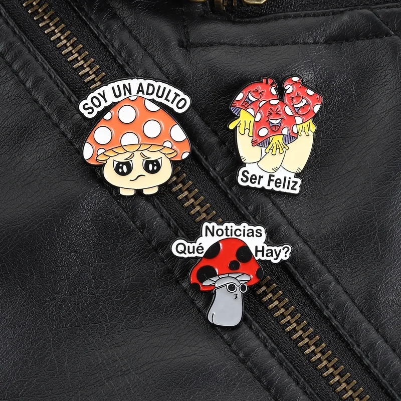 Soy Un Adulto Spanish Mushroom Enamel Pin Grumpy Mushroom Meme Style for Spanish Speakers and Meme Lovers Daily Wear