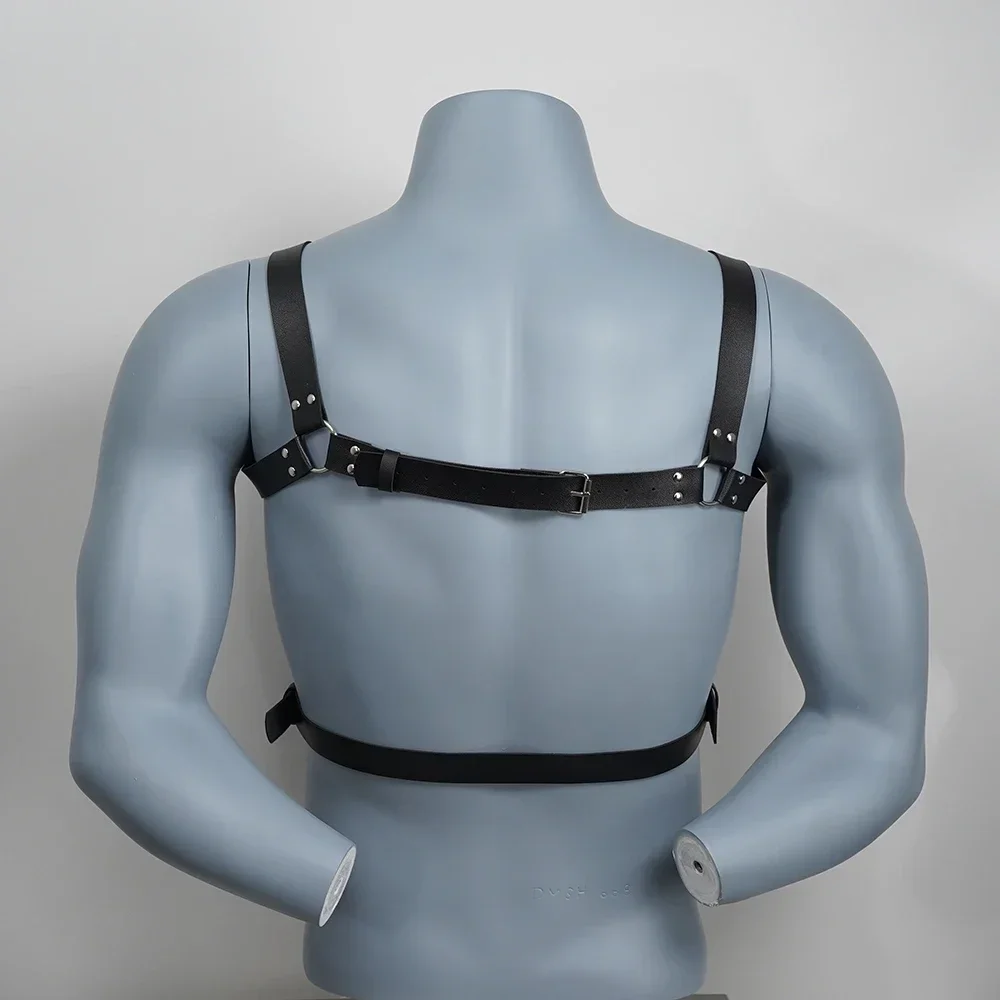 Arnés de pecho de cuero para hombres, fetiche Gay, ajustable, cuerpo Sexual, jaula de Bondage, cinturones, fetish arnes cuero