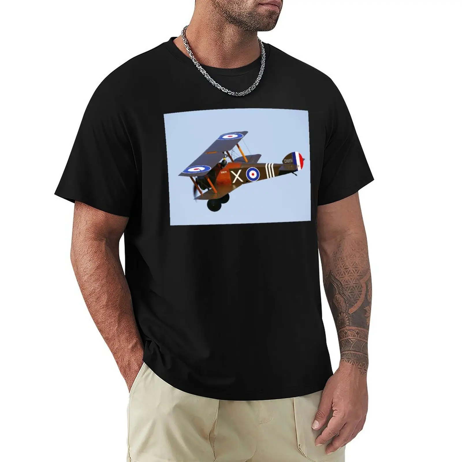 Sopwith Camel D1851 in flight T-Shirt Large Size Basic Casual T-Shirt
