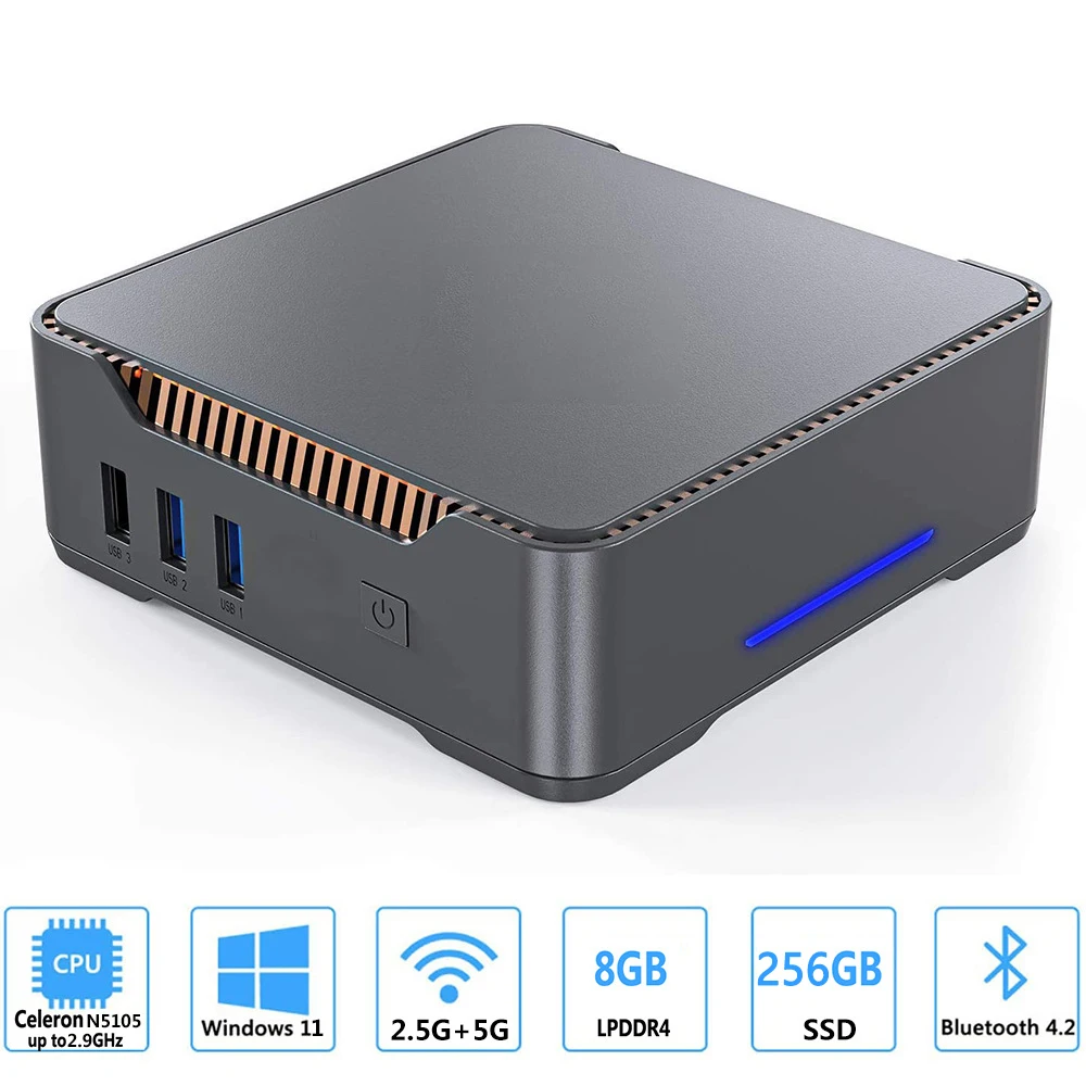 New GK3V pro Mini PC, Intel 12th Gen AlderLake, N5105, DDR4 8GB, 256GB, Dual HDMI/VGA, 4K, 3 Display Output