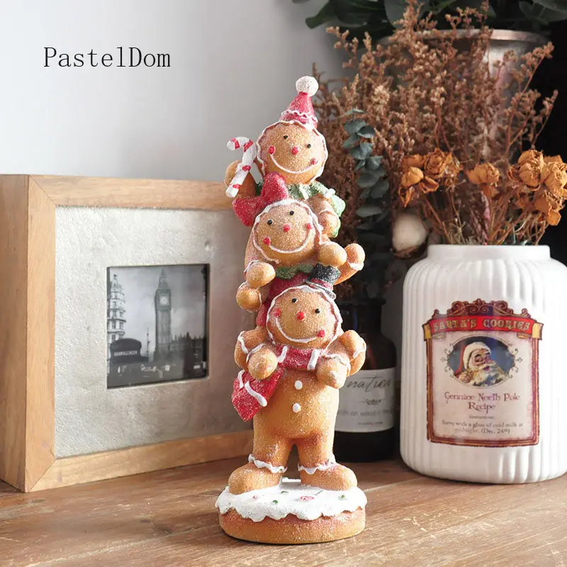 Pastoral Style Hand‑Painted Stacked Arhats Gingerbread Man Figurines Creative Christmas Decoration Holiday Gifts
