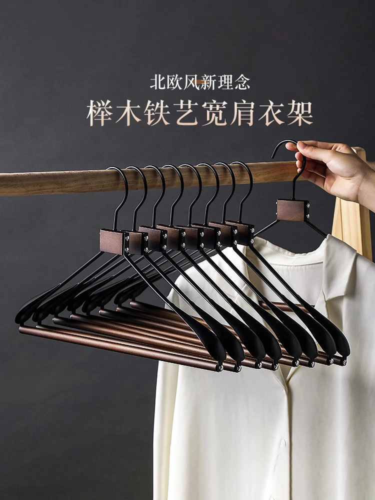10Pcs Wooden Clothing Racks,Smooth Solid Wood Pants Rack Swivel Hook,Household Metal Notches Hanger for Coats Jackets