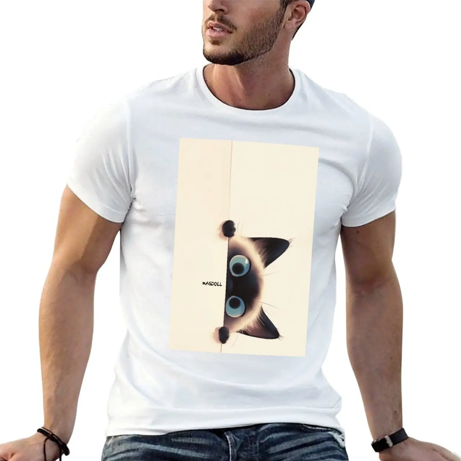 Camiseta Peekaboo Ragdoll Cat, camisetas g man para hombre, paquete de camisetas para hombre, camiseta de algodón blanca, camiseta para hombre