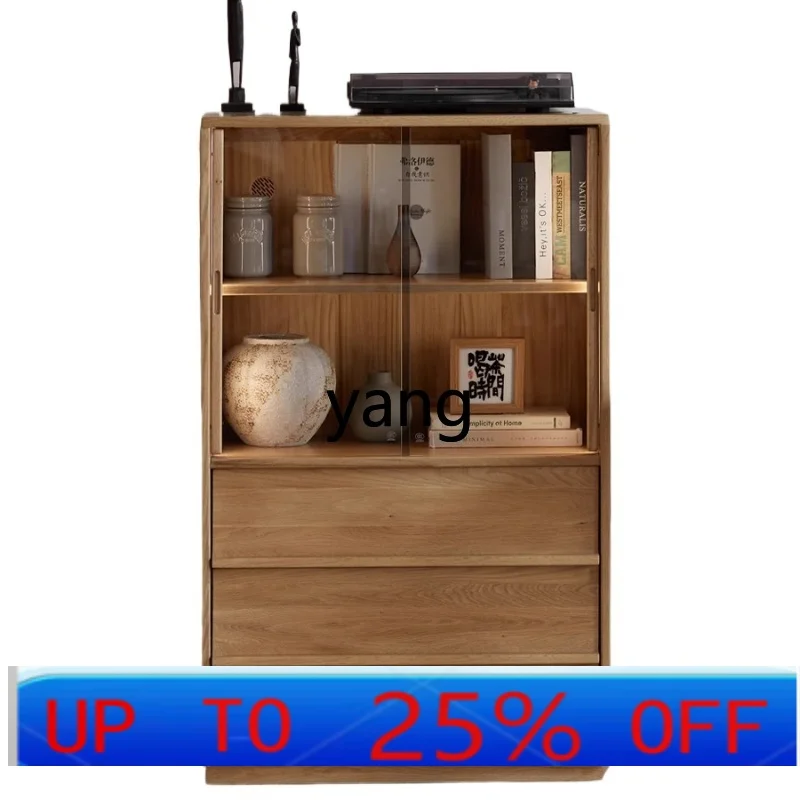 

LH Modern Simple Bone Line Locker Living Room Floor Display Cabinet White Oak Standing Cabinet