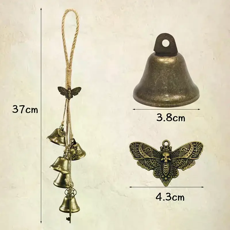 Vintage Bronze Metal Bell Pendant With Butterfly Decor And Soft Chime Perfect For Garden Door Hanging Home Decor