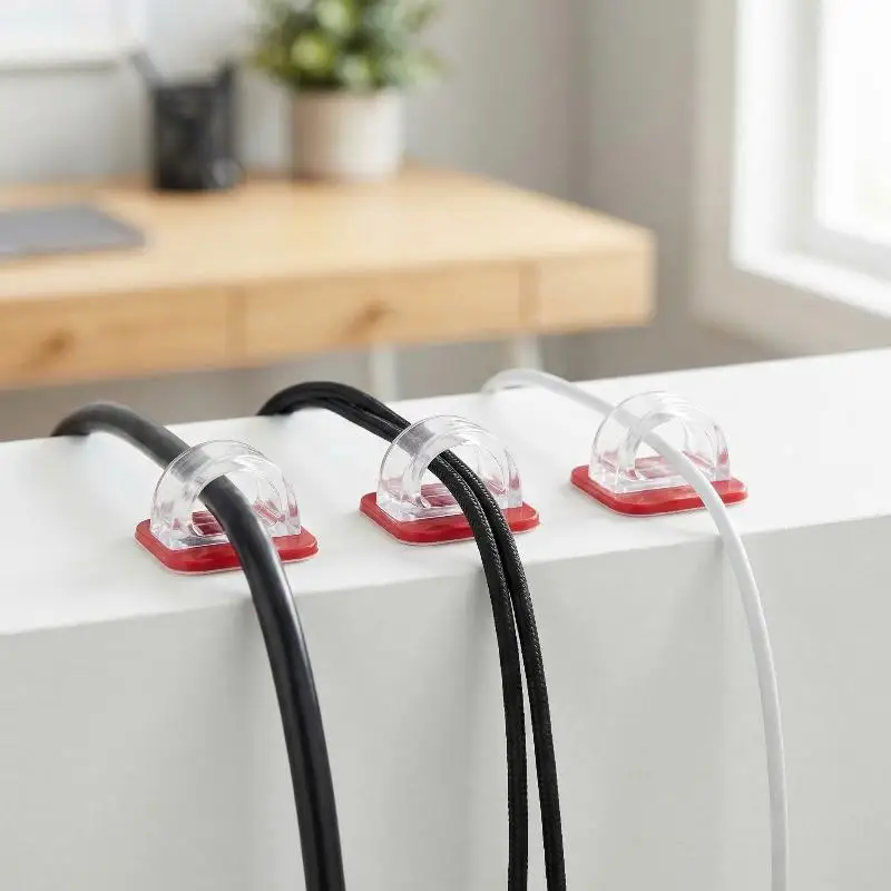 Black Cable Organizer Clips Self Adhesive Wire Clamp Cord Holder for Car Office Space