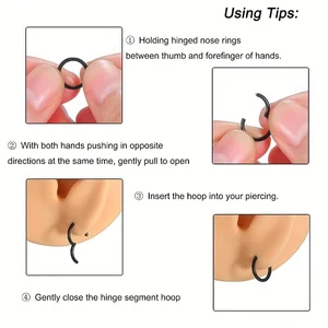 5/10pcs 16gノーズリングフープステンレス鋼ヒンジ付きノーズリングセプタムクリッカートラガスヘリックス軟骨軟骨Daith Rook Earring Piercing 8ベストセールスセプタムピアスキット-7