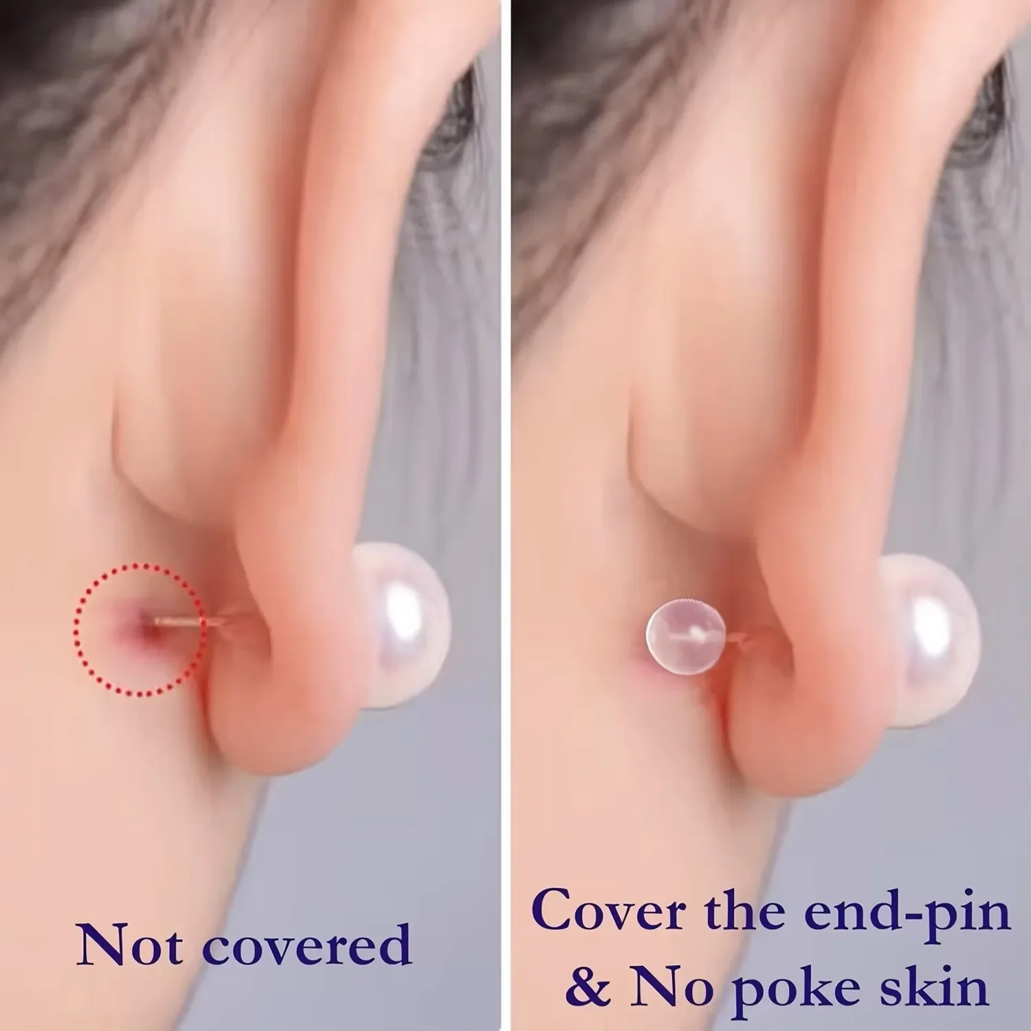 20pcs Soft Silicone Earring Backs Anti-Slip Leak-Proof Clear Ball Design for DIY Jewelry Making Comfortable Safety Stud Back
