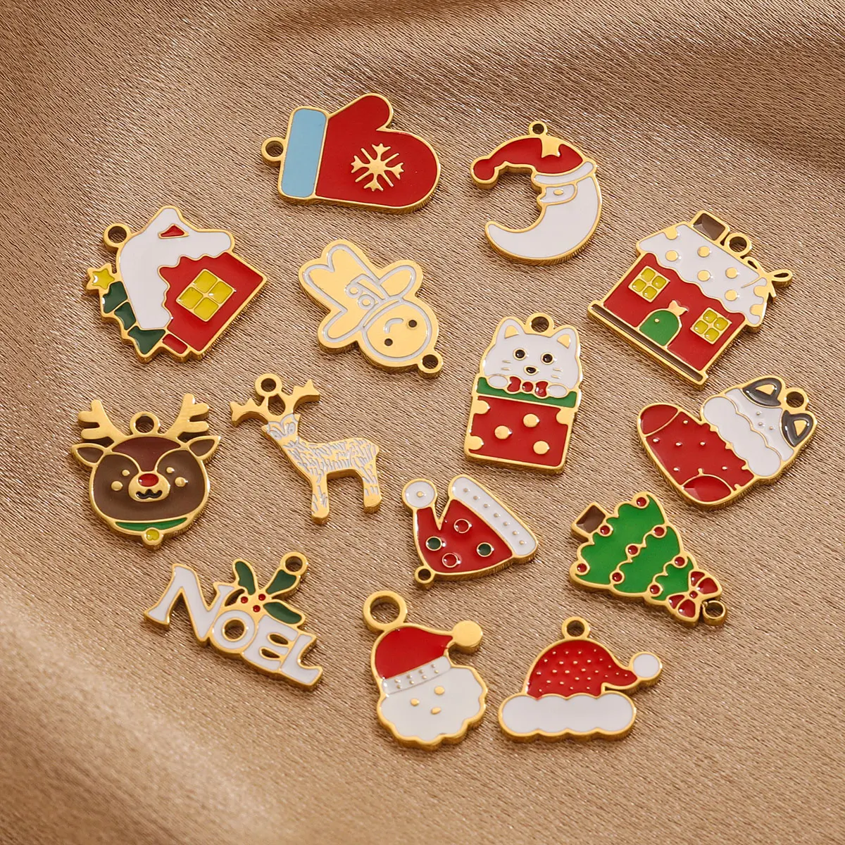 4 個ステンレス鋼エナメルキャンディトナカイクリスマスチャーム DIY ジュエリーネックレスブレスレットギフト作成アクセサリー卸売
