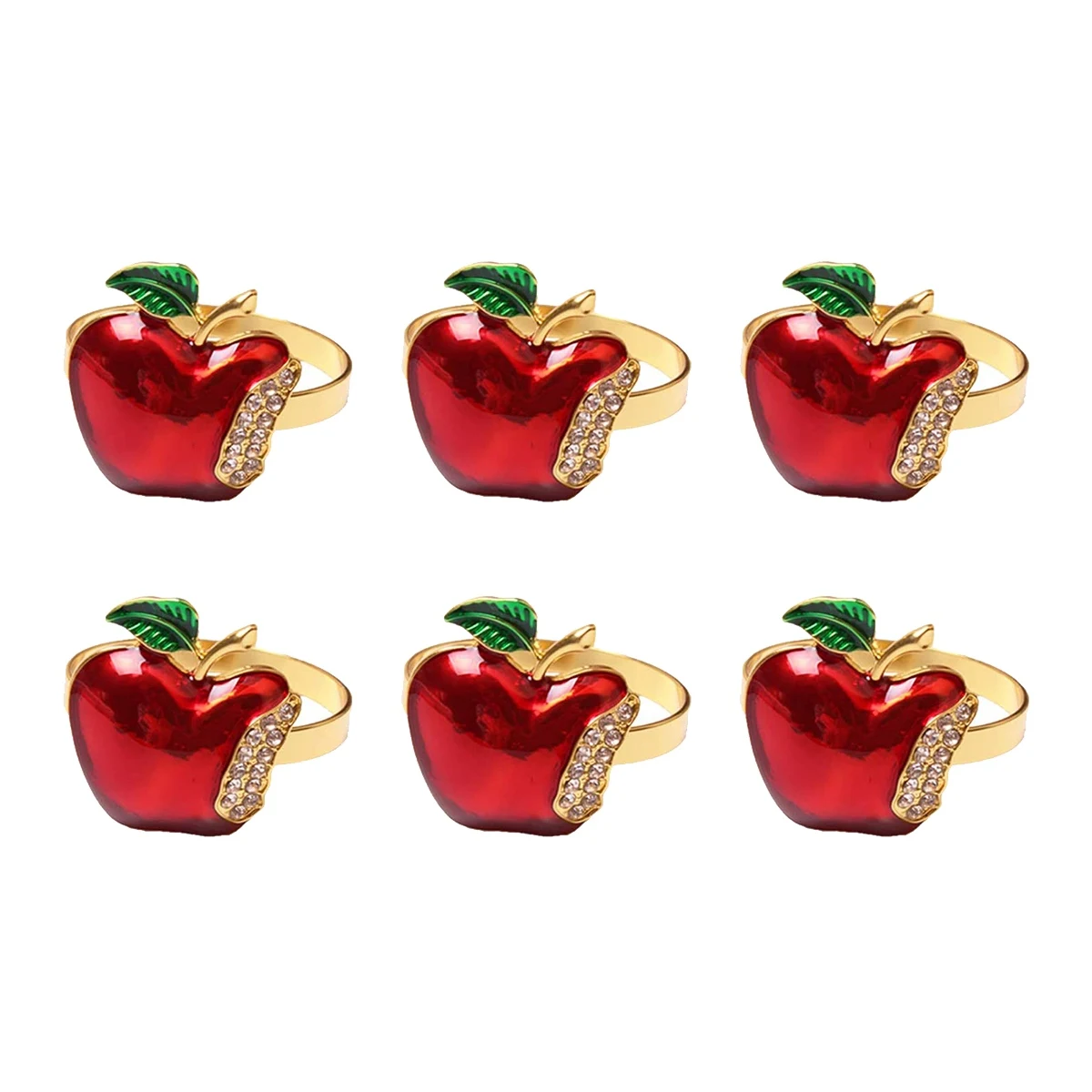 Napkin Rings Set of 6 Red Apple Napkin Ring for Wedding Dinner Party Banquet Serviette for Christmas Birthday