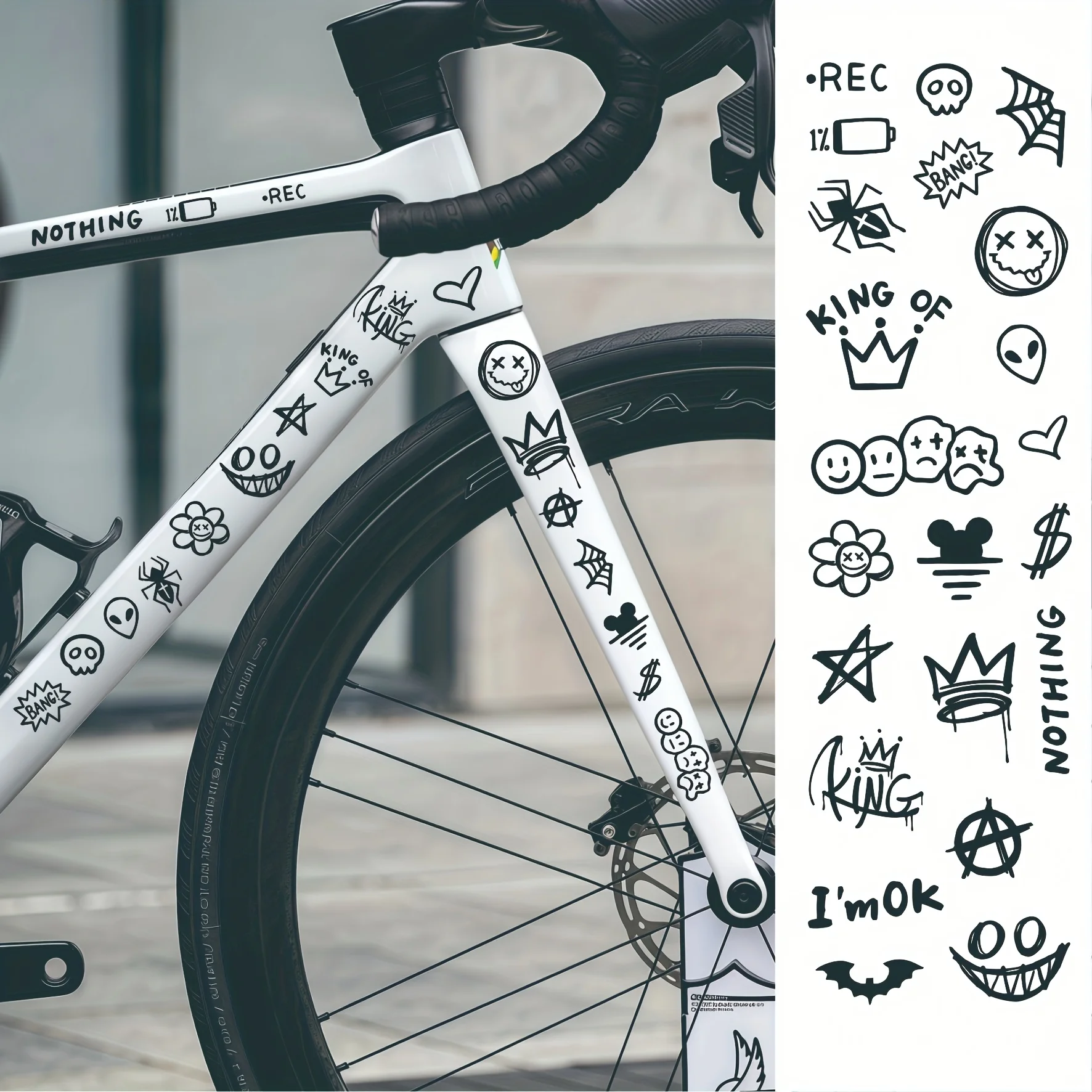 

1set graffiti animation simple decoration bicycle rack sticker Bicycle motorcycle helmet phone case bag cute cycling accessories