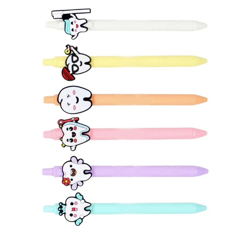 6pcs зубной шариковой ручкой 1,0 мм плавной писательской писатель