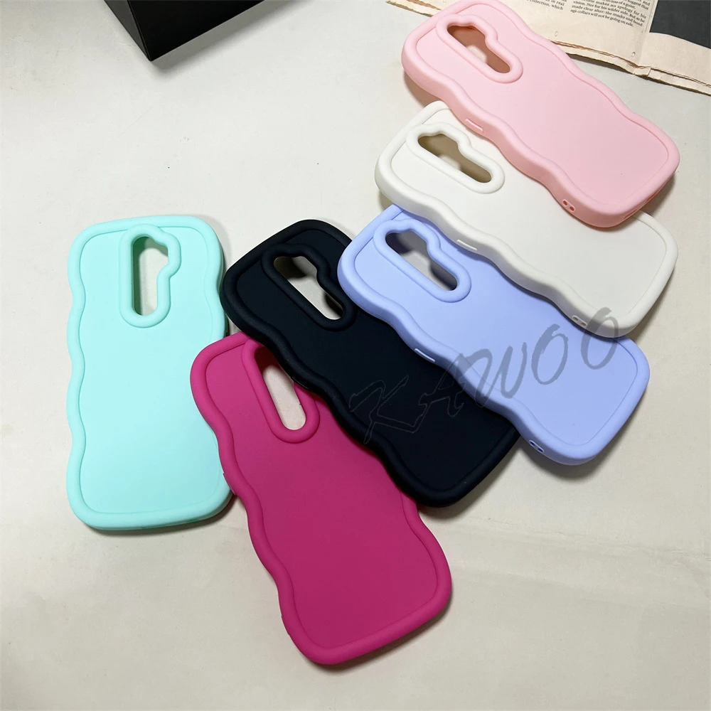 Macaron Colors Curly Frame Soft TPU Case Cover For Redmi Note 8 Pro 9 9S 8A Wavy Bumper Slim Shockproof Phone Coque