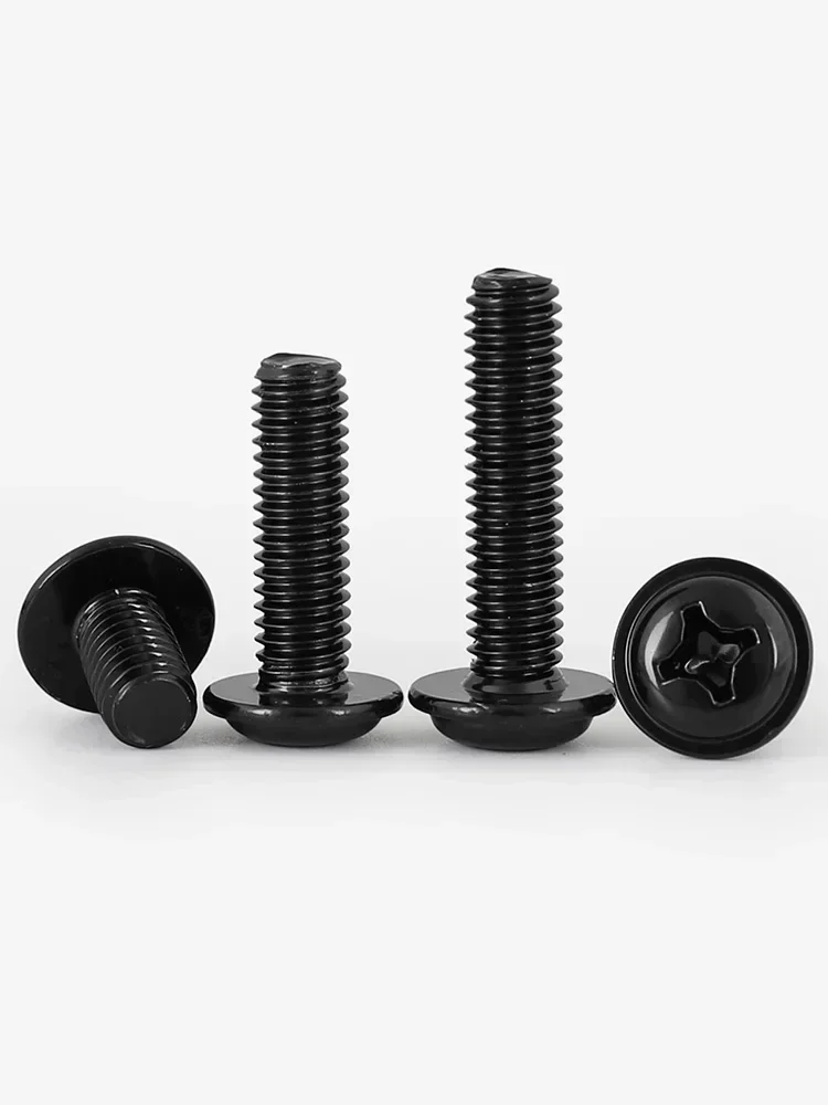 500pc M2 M2.5 304 A2 Stainless Steel PWM DIN967 Cross Phillips Pan Round Truss Heads  Washer Padded Collar Screws Bolt L=3-12mm