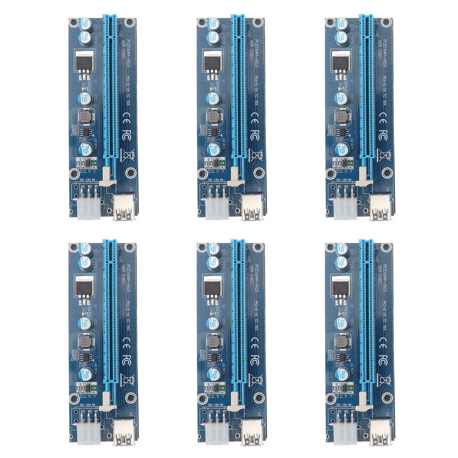 

6 комплектов удлинителя Pci-E от 1X до 16X, стояк видеокарты, 6-контактный адаптер для майнинга, высокая стабильность, безопасное подключение, компьютер для майнинга графического процессора