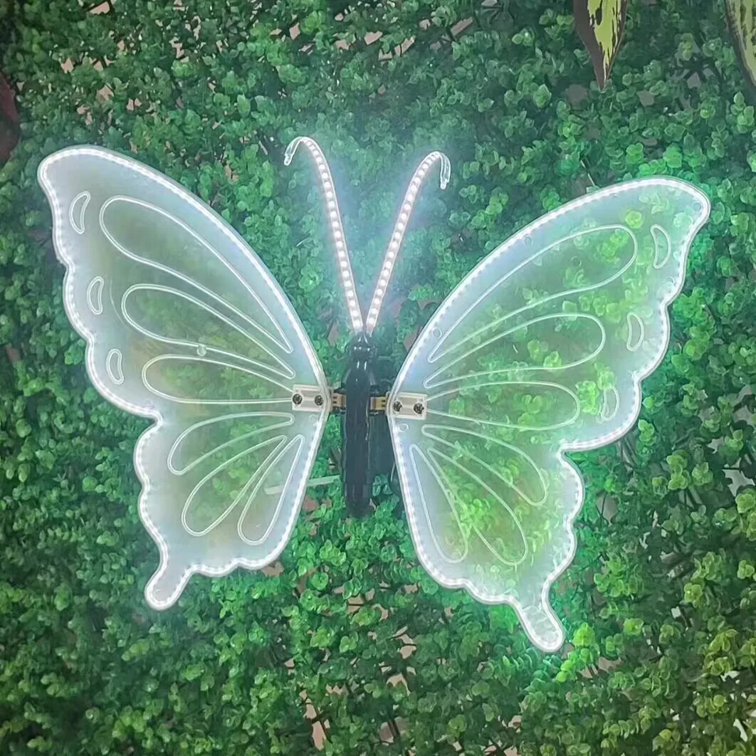 2 pieces of LED outdoor simulation dynamic static butterfly lights holiday party decorations