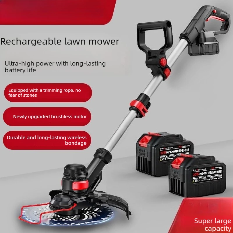 Electric lawn mower new rechargeable household small lawn mower lithium battery high-power agricultural weeding artifact