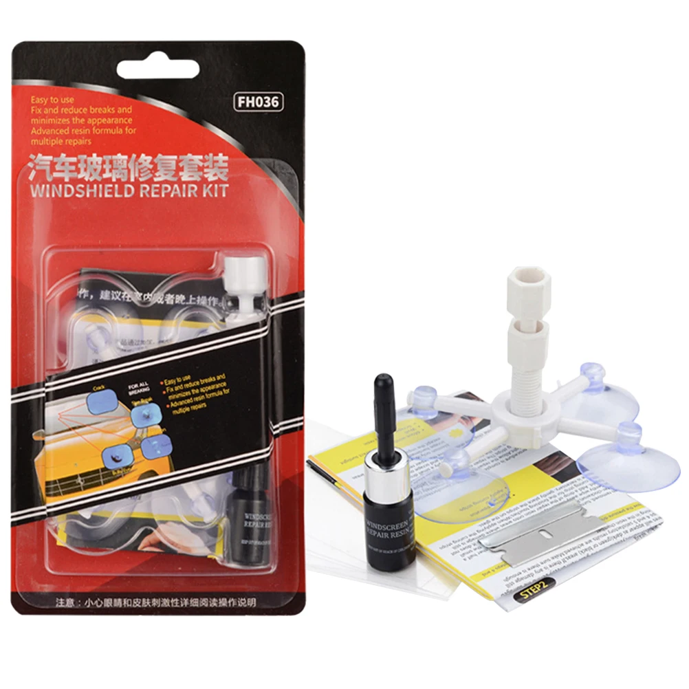 

1 Set Auto Glass Repair Kit DIY Windshield Repair Kit Car Glass Repair Tool Set for Combination Cracks Half-Moon Cracks (Random
