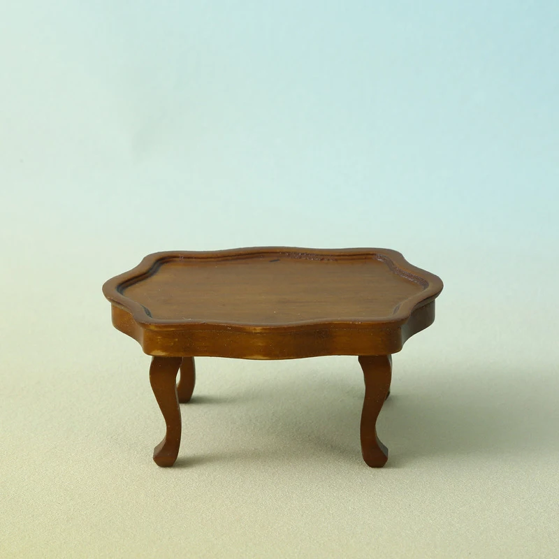 1:12 Dollhouse Miniature Vintage Lace Small Round Coffee Table Furniture Home Model Decor Toy Doll House Accessories