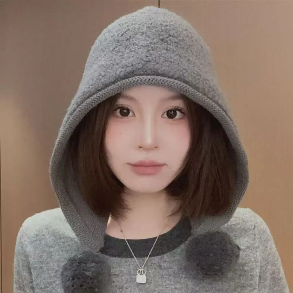 Pom Pom Hat Keep Warm Big Head Circumference Warm Ear Protection Cap Makes The Face Look Smaller Pom Pom Tie