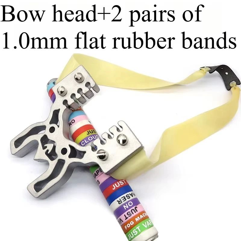 Cat Beast Aluminum Alloy Bow Head Flat Round Dual-use Rubber Band Set Fast Pressure Large Bow Head Outdoor Slingshot Frame view 3