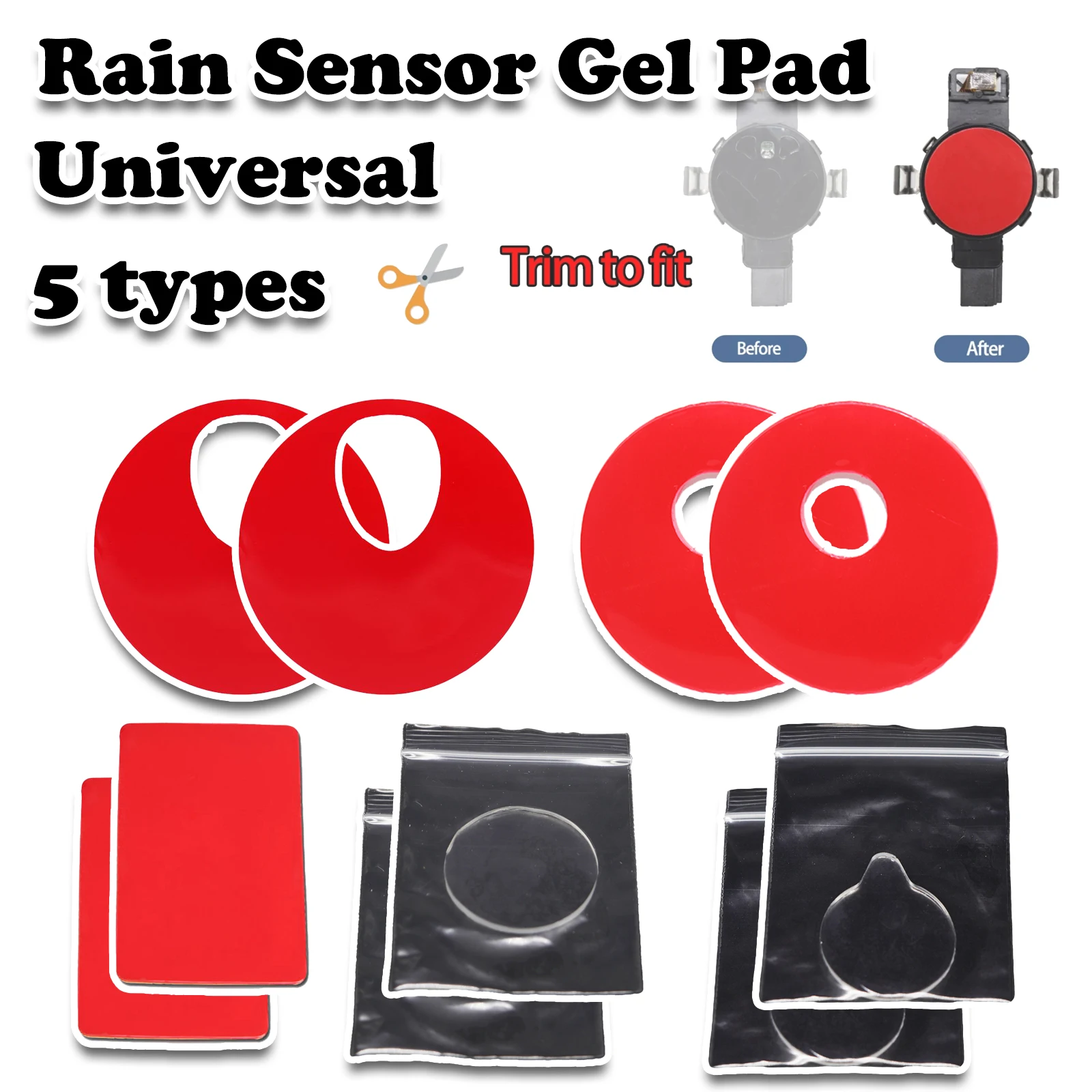 

2x Universal Car Rain Sensor Gel Pad Adhesive FILM Silicone Cushion Pad Windscreen Windshield Chip Repair Kit Tape Accessories