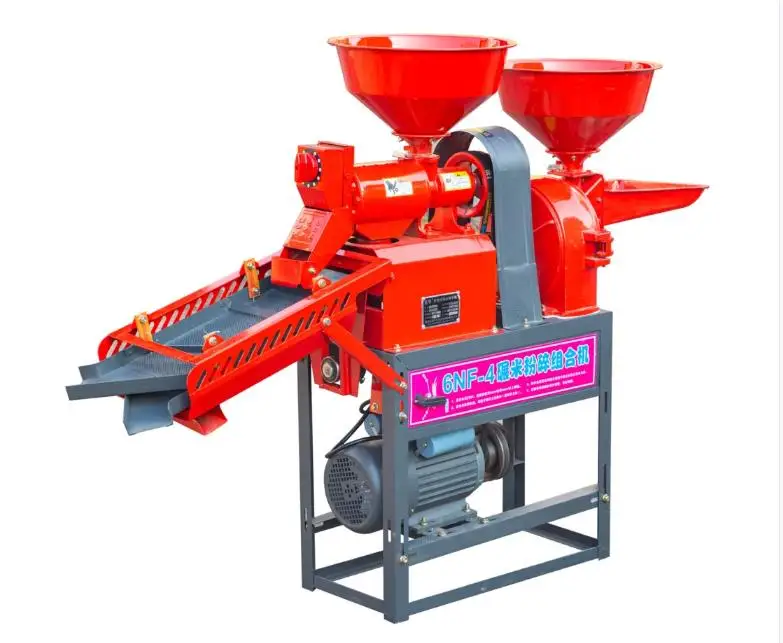 

Hot Sale Red Combined Rice Mill Home Use Rice Milling Machines Mini 200-300KG/H