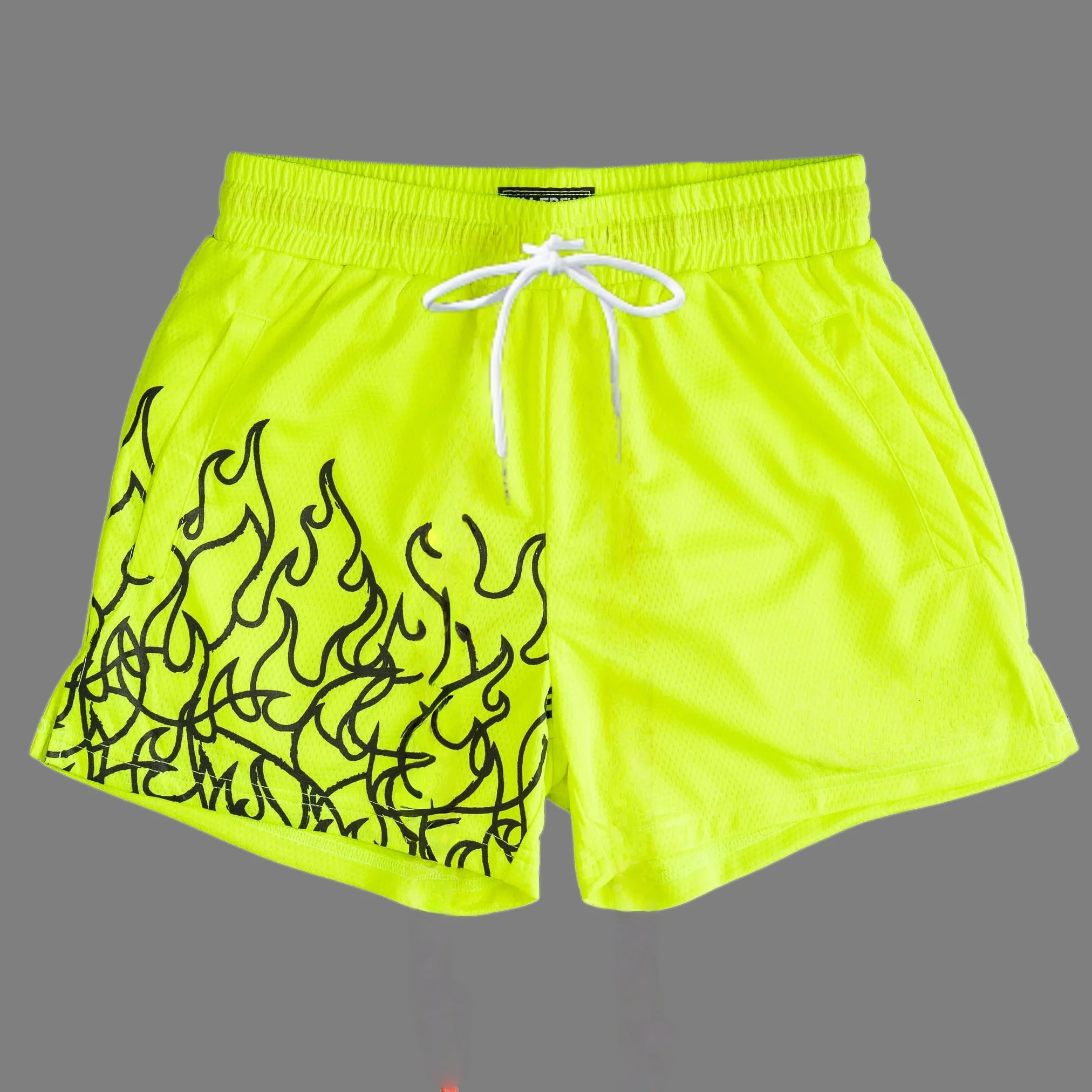 Sommer-Sonderangebot Unisex Mesh Schnelltrocknende Shorts Hip-Hop Flammen-Graffiti-Print Kordelzug Lose Sport-Basketball-Streetwear-Shorts – Detail 13