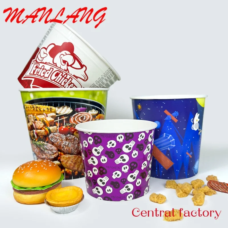 

Custom Hot Sale Disposable Food Packaging 170oz Take Away Fried Chicken Paper Bucket With Paper Lids