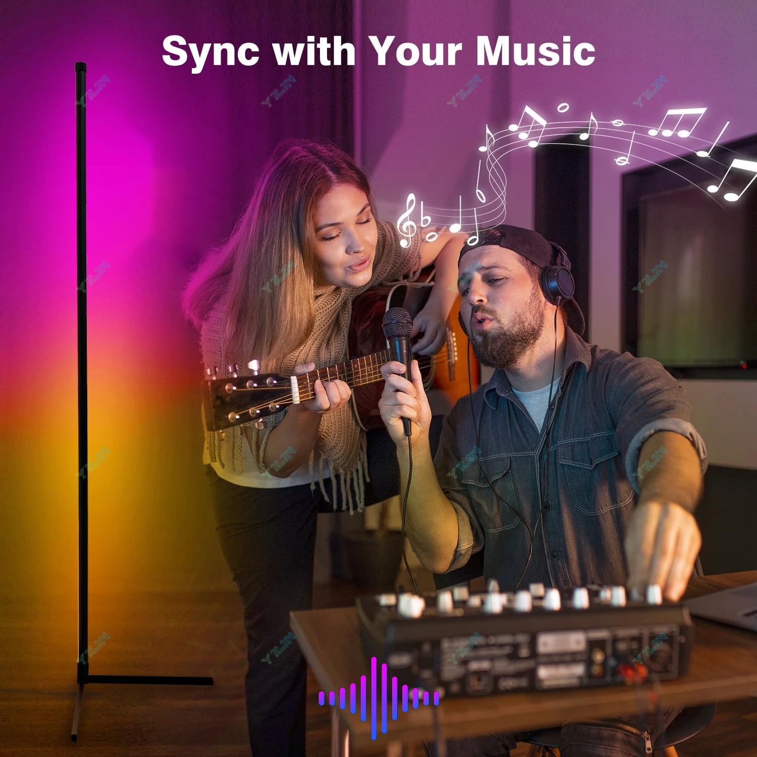 عززت مصباح الجسم 165 سنتيمتر الذكية RGB LED مصباح أرضي مع مصباح غروب الشمس APP التحكم الموسيقى مزامنة اللون تغيير ضوء المزاج الدائم #4