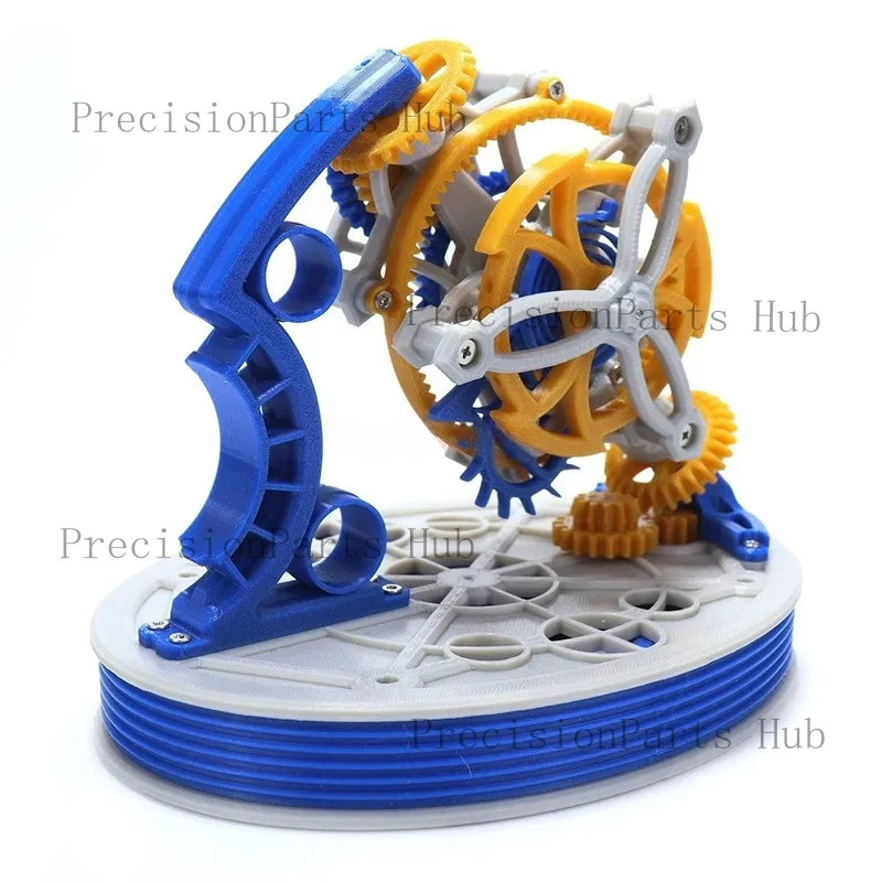 Dual axis tourbillon model power 3D printing pendulum clock mechanical principle desktop pendulum gear
