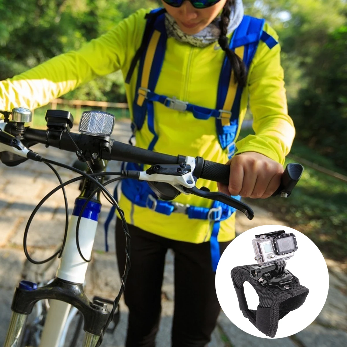 

2Pcs 360 Degree Rotation Wrist Strap Mount Camera Wrist Holder Compatible Lightweight Glove Style for Cycling Surfing